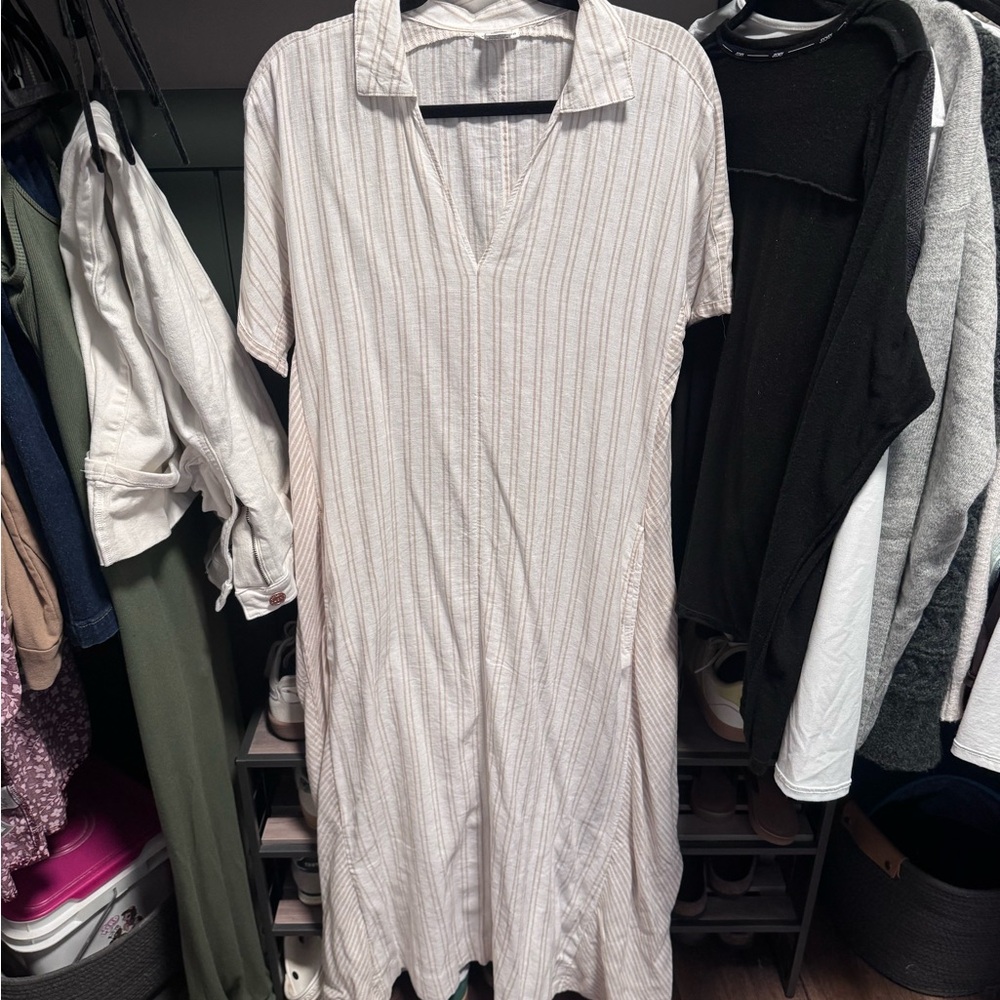 Lucky Brand Beige and White Striped Top